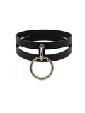 Kitty leather choker with hanging ring