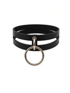 Kitty leather choker with hanging ring