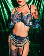 The Pearl leather lingerie set of 2: bra and skirt