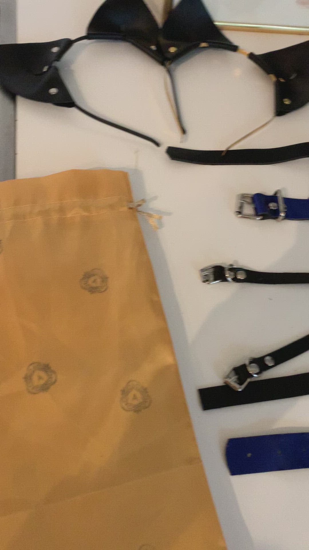 Kitty leather choker with hanging ring