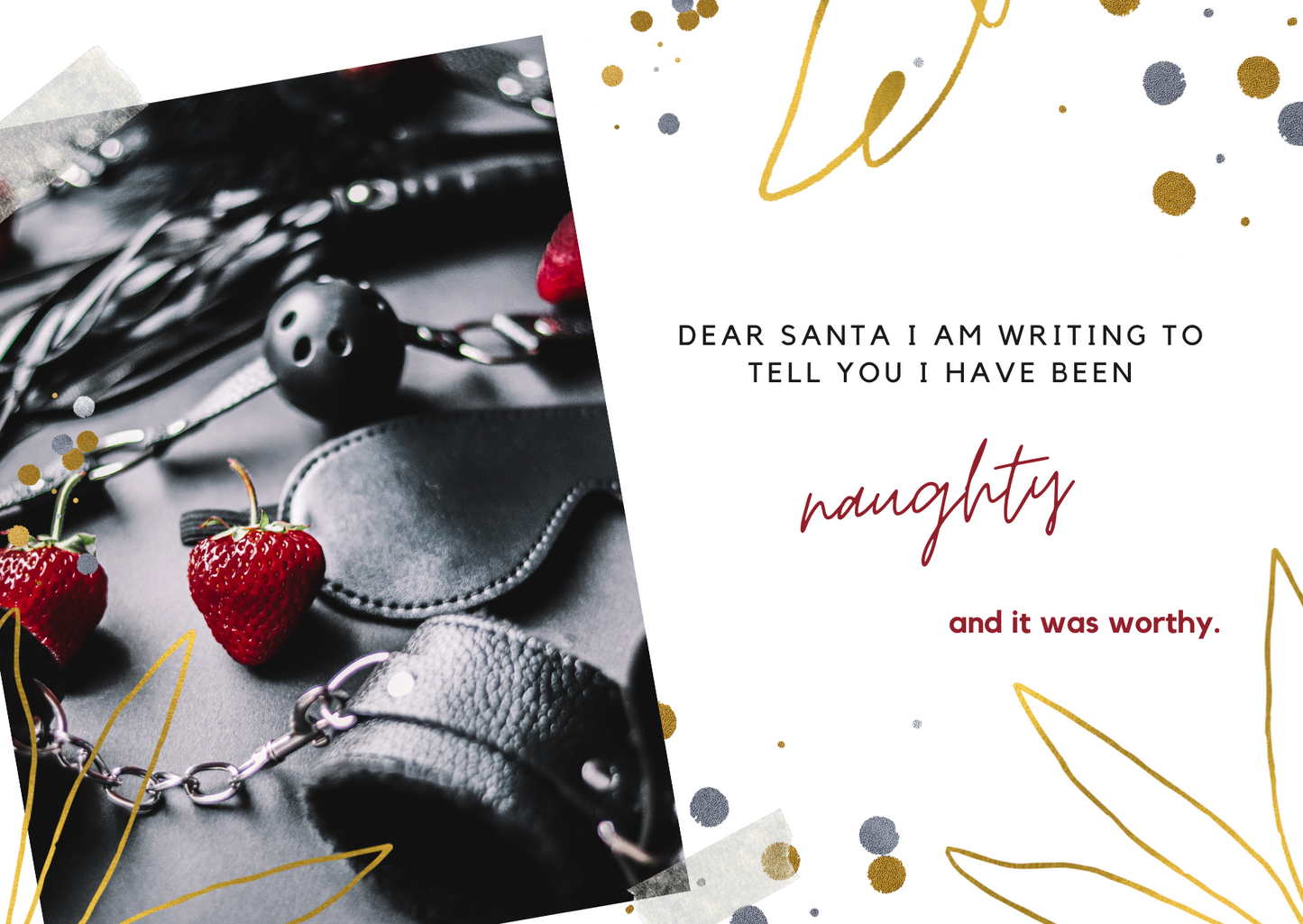 I have been naughty gag /Kinky postcard: Christmas edition