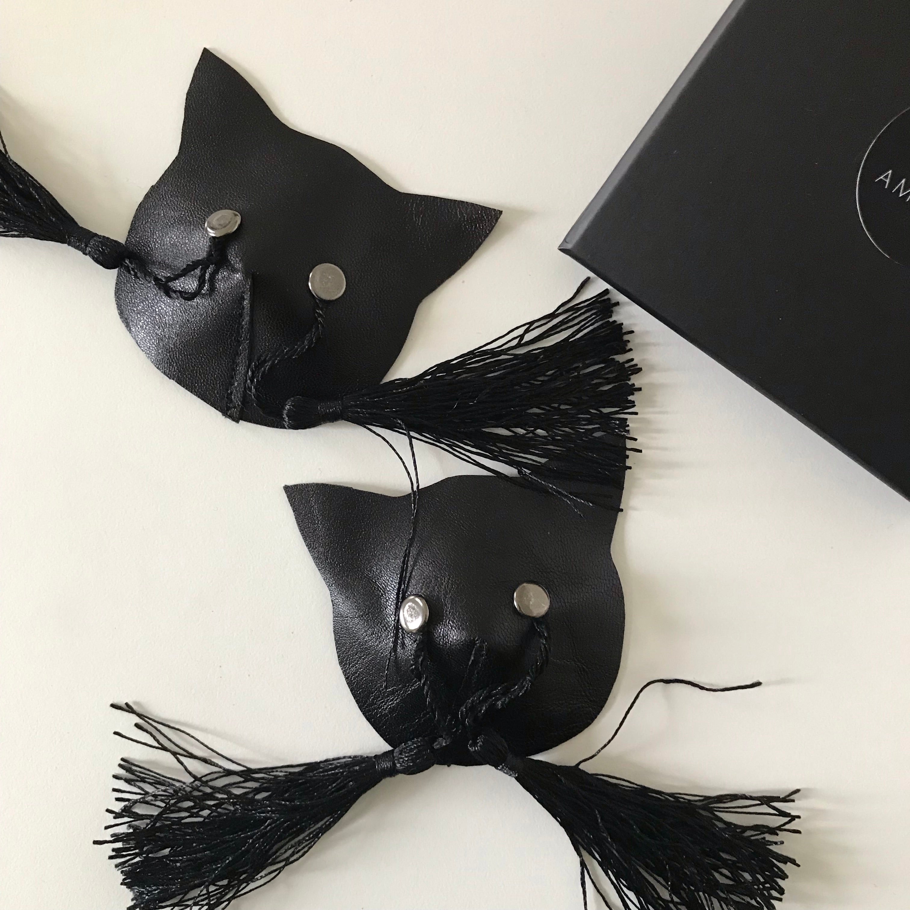 Cat shaped leather nipple pasties - Amoreze